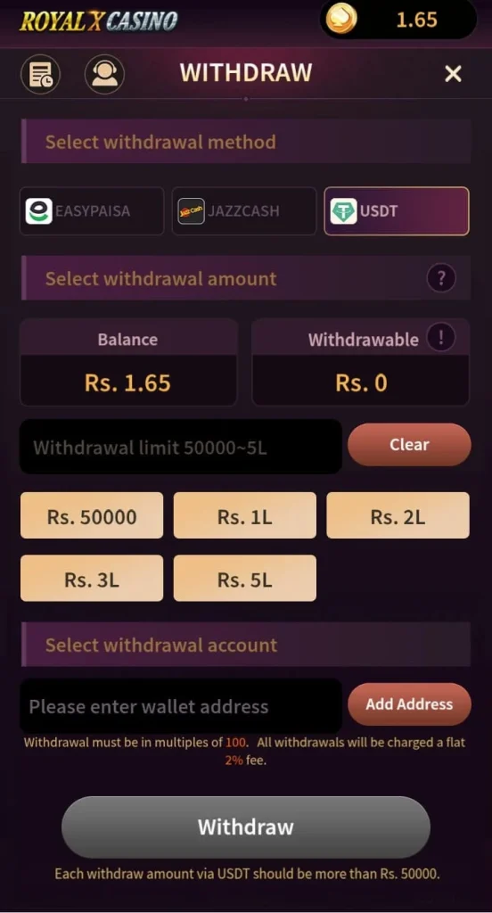 royal-casino-Internation-payment-method-usdt